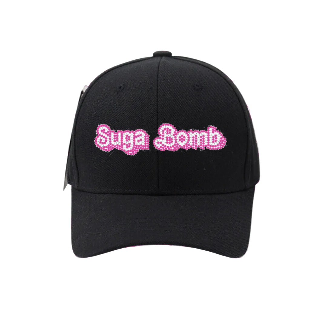 Black Rhinestone Logo Cap