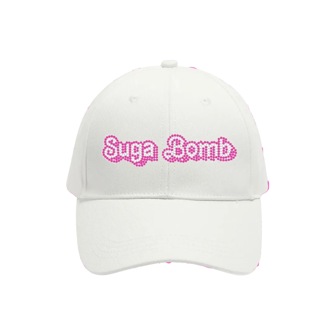 White Rhinestone Logo Cap