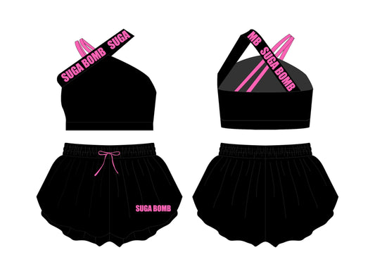 Sophia crop & butterfly shorts set